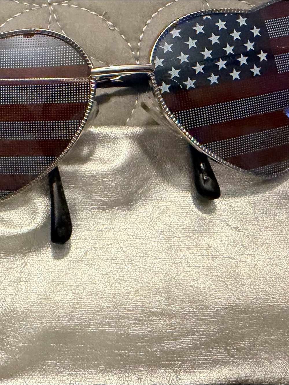 Steve Madden Aviator Sunglasses with Red, White & Blue Flag Lenses